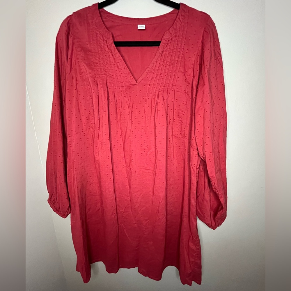 Bohochic Peasant Old Navy Brick Red Long Sleeve Tunic Shirt Dress Women’s Small